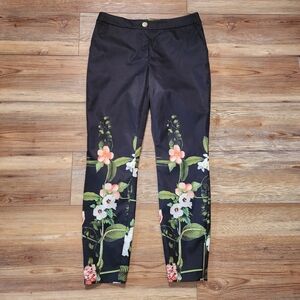 Ted Baker Hadas Secret Trellis Pants Women's Black Floral Satin